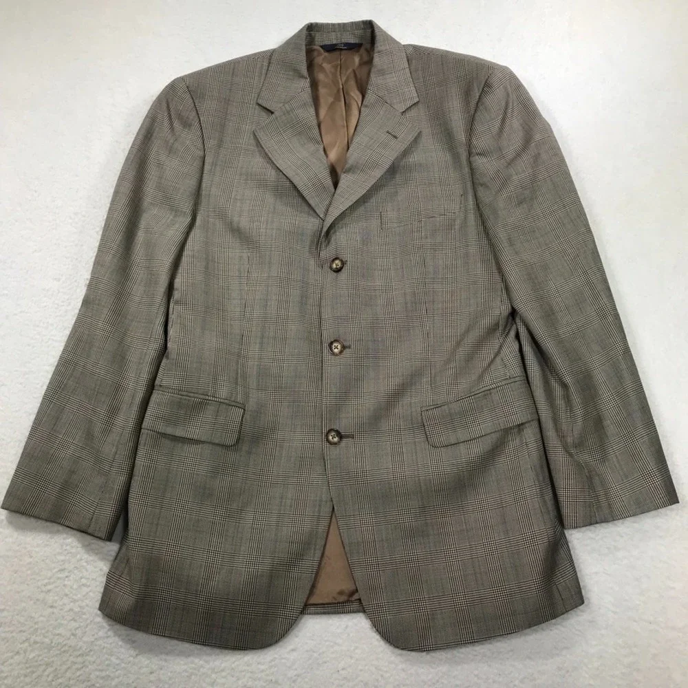 Brooks Brothers Blazer Jacket Men's 40R Wool Houndstooth Plaid 3 Button